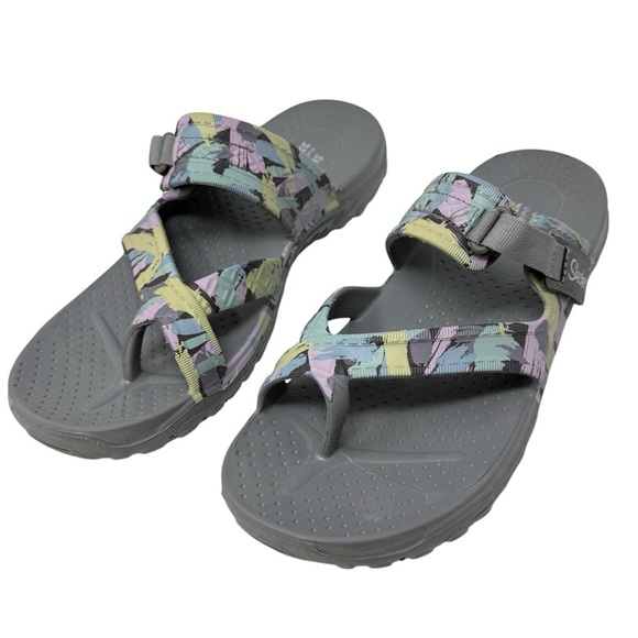 Skechers Women’s Size 11 Reggae Artsy Adjustable Strap Gray Sandals shoes - Picture 3 of 10